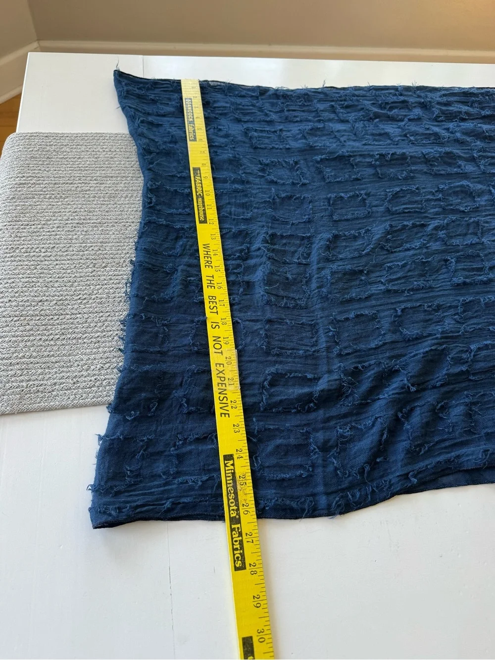 Vintage Navy Blue Woven Frayed Detail Infinity Scarf